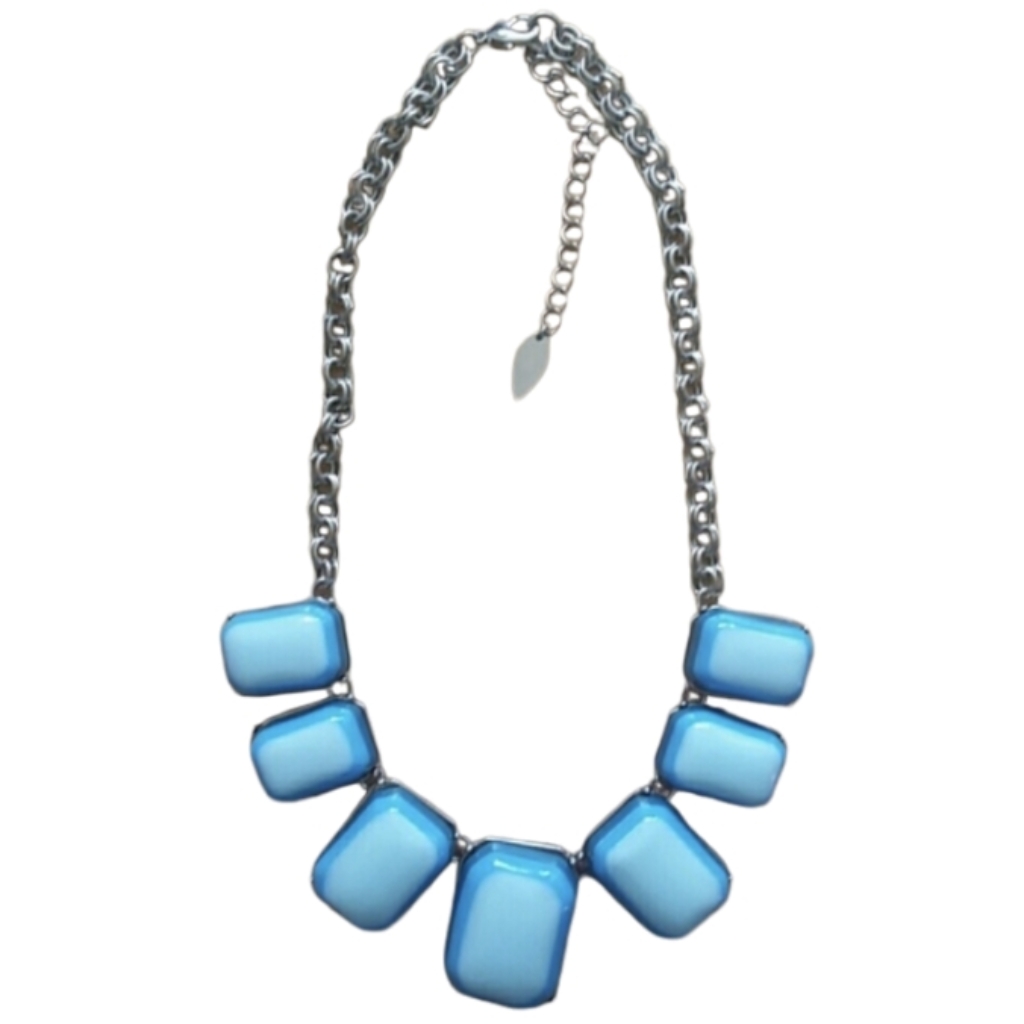 Coldwater Creek 4 Tone Ocean Blue Stone Statement Necklace